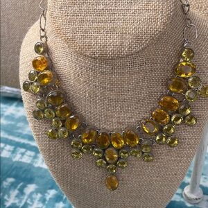 Elegant Gold and Green Statement Necklace